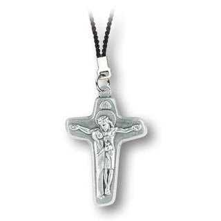 Blessed Mother At The Crucifixi On Cross On Black Cord