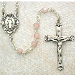 Sterling Silver 3MM Pink Pearl Rosary