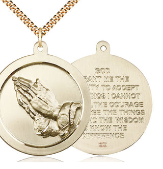 14kt Gold Filled Praying Hand Medal Catholic Jewelry