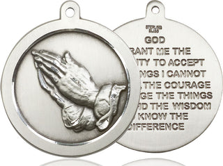 Sterling Silver Praying Hand Medal Catholic Jewelry