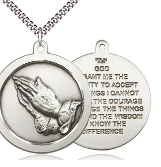 Sterling Silver Praying Hand Medal Catholic Jewelry
