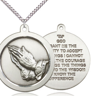 Sterling Silver Praying Hand Medal Catholic Jewelry
