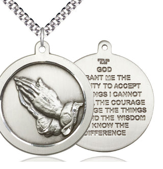 Sterling Silver Praying Hand Medal Catholic Jewelry
