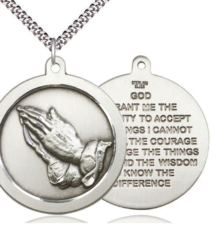 Sterling Silver Praying Hand Medal Catholic Jewelry
