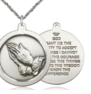 Sterling Silver Praying Hand Medal Catholic Jewelry