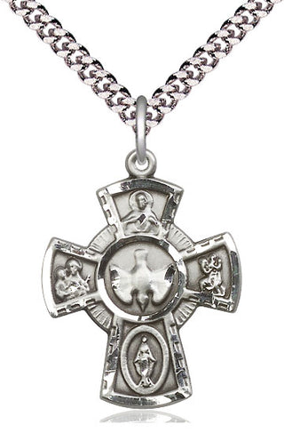 Sterling Silver 5-Way Medal Catholic Jewelry