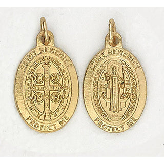 Bulk Premium Saint Benedict Double Sided Gold Tone Medals