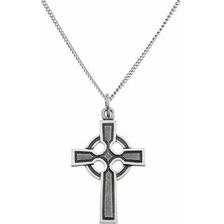 Sterling Silver Celtic-Inspired Cross Necklace 