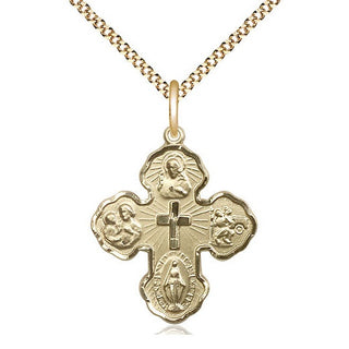 14kt Gold Filled 5-Way Medal Catholic Jewelry
