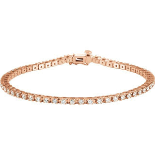 18K Rose 2 1/4 CTW Natural Diamond Line 7 1/4" Bracelet