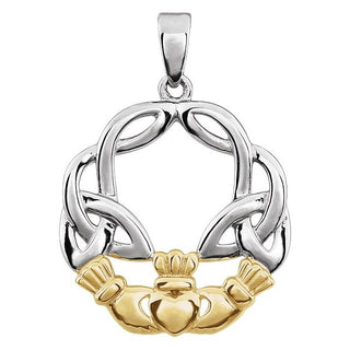 14K White/Yellow Claddagh Pendant 