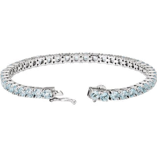 14K White Natural Sky Blue Topaz 7 1/4" Line Bracelet