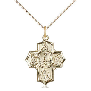 14kt Gold Filled 5-Way Medal Religious Jewelry
