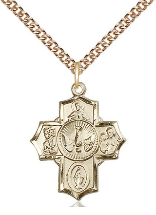 14kt Gold Filled 5-Way Medal Religious Jewelry