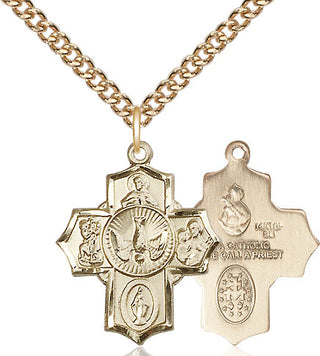 14kt Gold Filled 5-Way Medal Religious Jewelry