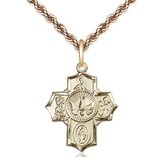 14kt Gold Filled 5-Way Medal Religious Jewelry