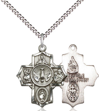 Sterling Silver 5-Way Medal Religious Jewelry