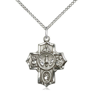Sterling Silver 5-Way Medal Religious Jewelry