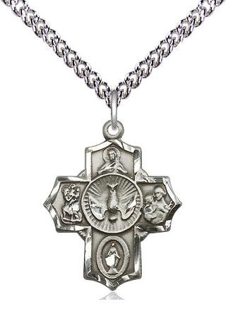 Sterling Silver 5-Way Medal Religious Jewelry