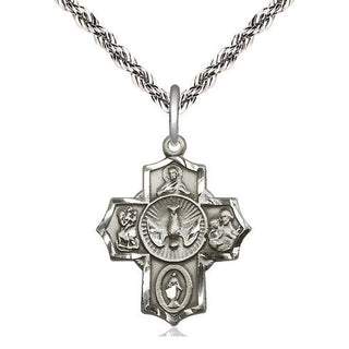 Sterling Silver 5-Way Medal Religious Jewelry