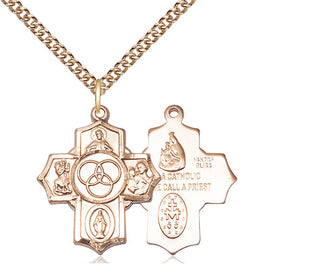 14kt Gold Filled New Family 5-Way Medal Religious Jewelry