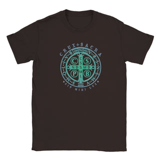 St. Benedict Medal Cross Teal and Aqua T-Shirt - view 5