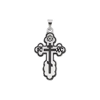 Sterling Silver Orthodox Cross Pendant with Black Inlay without Packaging