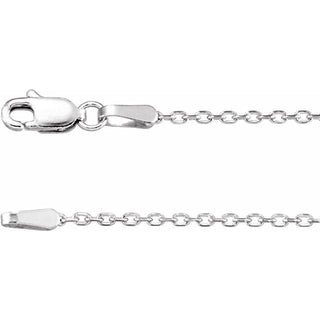 16 Inch Diamond Cut Cable Chain With Lobster 14K White Gold