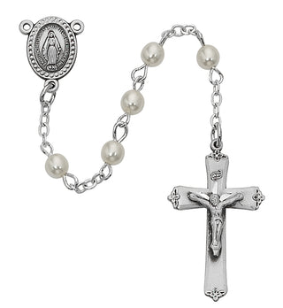 Faux Pearl Glass Youth Rosary Boxed