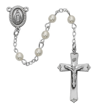 Faux Pearl Glass Youth Rosary Boxed