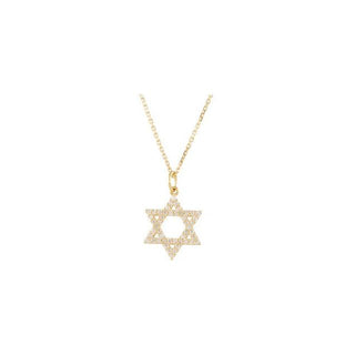 14K Yellow 1/5 CTW Natural Diamond Star of David Necklace 