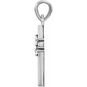 14K White .06 CTW Natural Diamond Cross Pendant