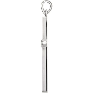 14K White .03 CT Natural Diamond Cross Pendant
