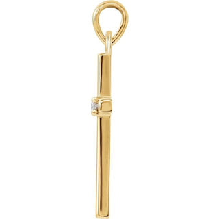 14K Yellow .015 CT Natural Diamond Cross Pendant