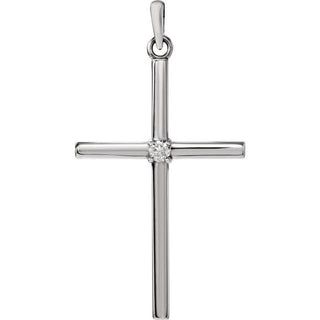Platinum .03 CT Natural Diamond Cross Pendant