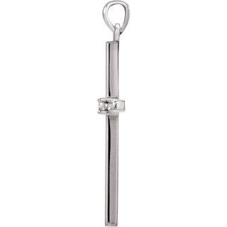 Sterling Silver .03 CT Natural Diamond Cross Pendant