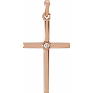 14K Rose .02 CT Natural Diamond Cross Pendant
