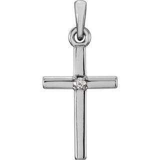 Platinum .01 CT Natural Diamond Cross Pendant