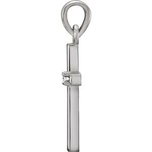 14K White .01 CT Natural Diamond Cross Pendant