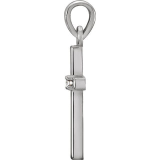 14K White Natural White Sapphire Cross Pendant
