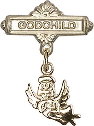 14kt Gold Filled Godchild Guardian Angel Baby Badge