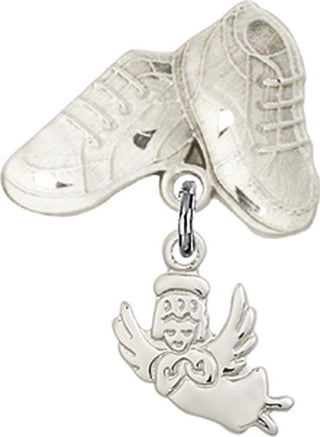 Sterling Silver Baby Boots Guardian Angel Baby Badge