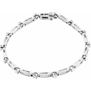 14K White 3/4 CTW Natural Diamond Line 7" Bracelet