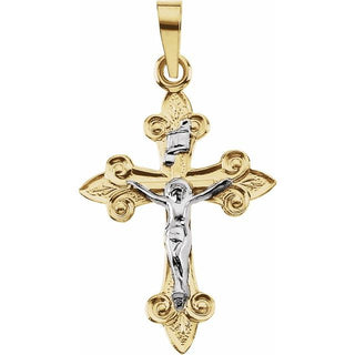 14K Yellow/White 28x19 mm Crucifix Pendant