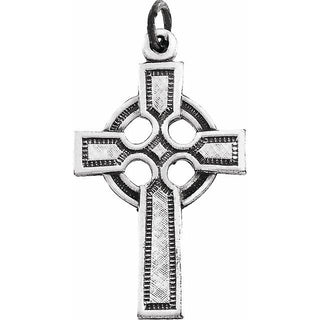 14K White Celtic-Inspired Cross Pendant 