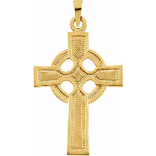 14K Yellow Celtic-Inspired Cross Pendant 