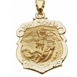 14K Yellow 25x21.5 mm Hollow Saint Michael Medal