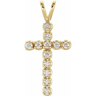 14K Yellow 1/8 CTW Natural Diamond Cross Pendant