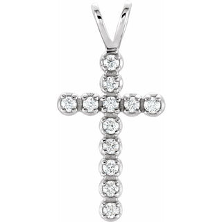 14K White 1/8 CTW  Lab-Grown Diamond Cross Pendant