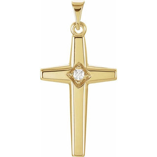 14K Yellow .04 CTW Natural Diamond Cross Pendant 